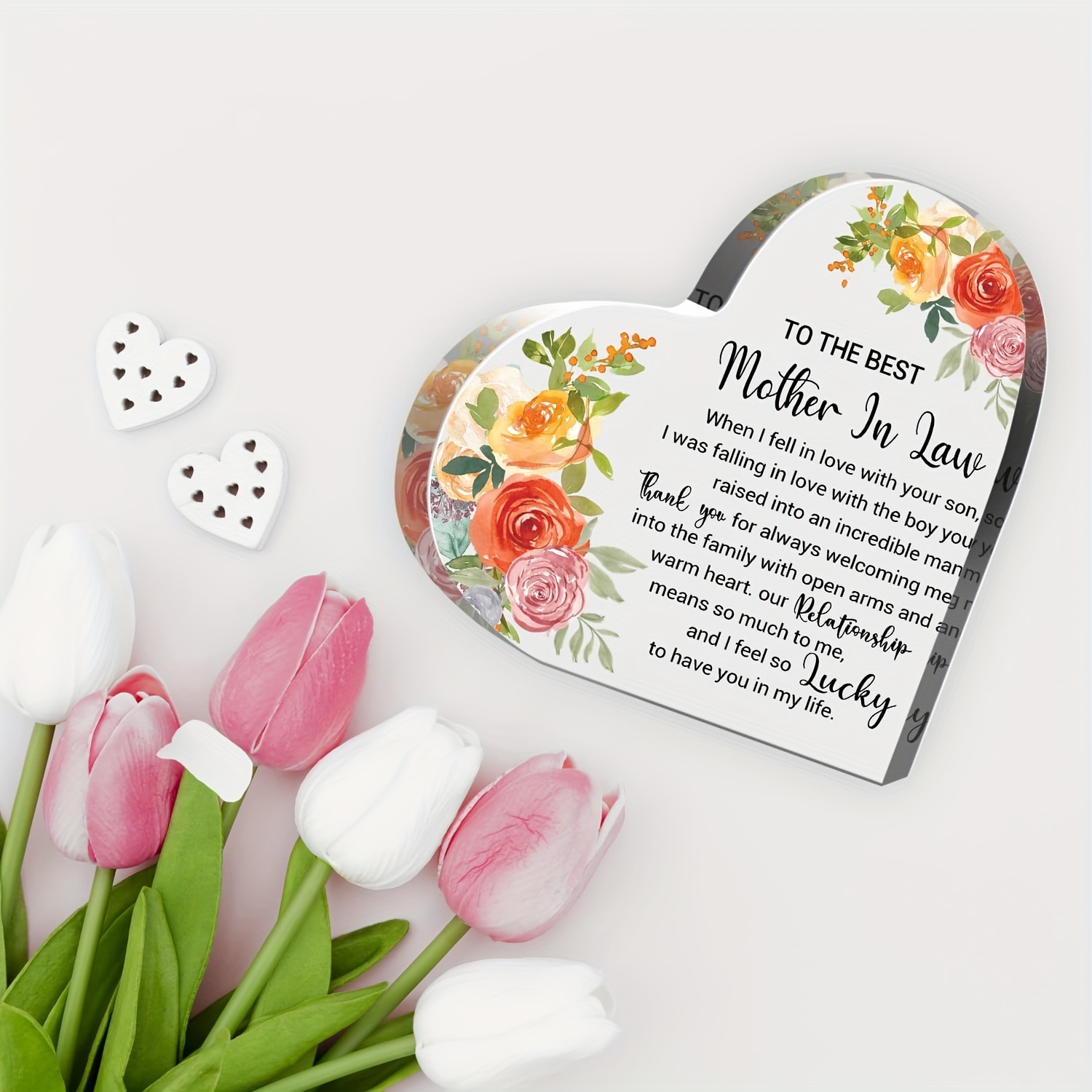 Mother In Law Gift Mom Gift Acrylic Heart Mothers Plaque - Temu