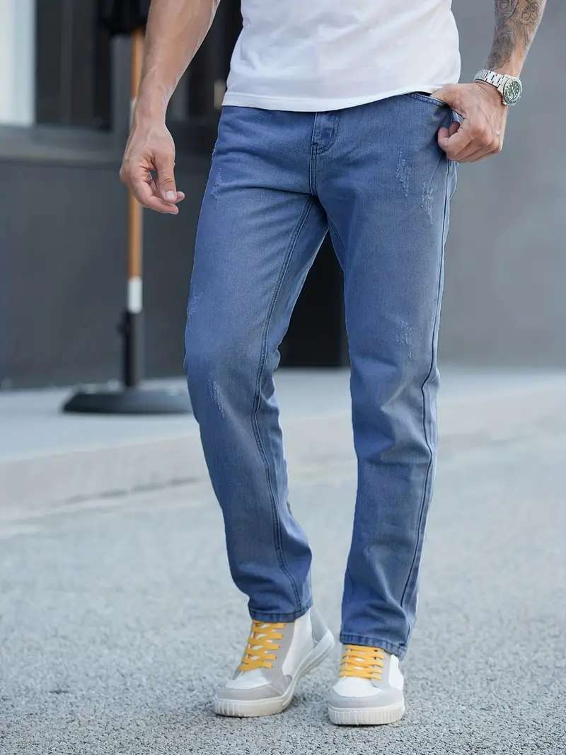 Men's Light Color Straight Fit Jeans - Temu Canada