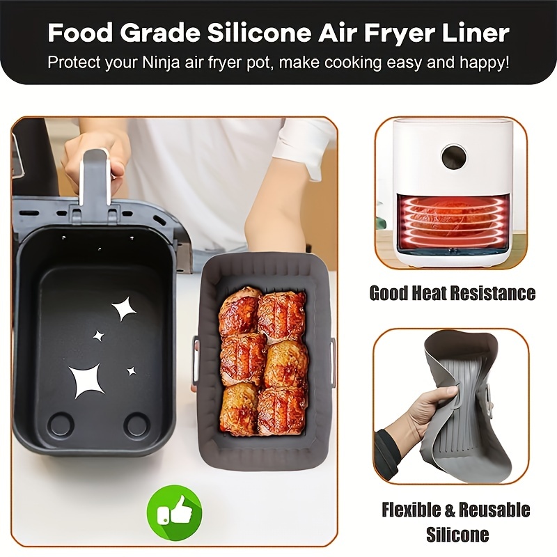  2Pcs Air Fryer Silicone Liners for Ninja Dual Air Fryer,  Non-Stick Air Fryer Basket Accessories for Ninja DZ201/ DZ401 8-10 QT,  Reusable Silicone Air Fryer Liners for Ninja Foodi : Home