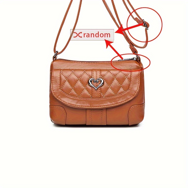 Argyle Quilted Chain Crossbody Bag, Heart Decor Flap Purse, Women's Lovely  Square Handbag - Temu