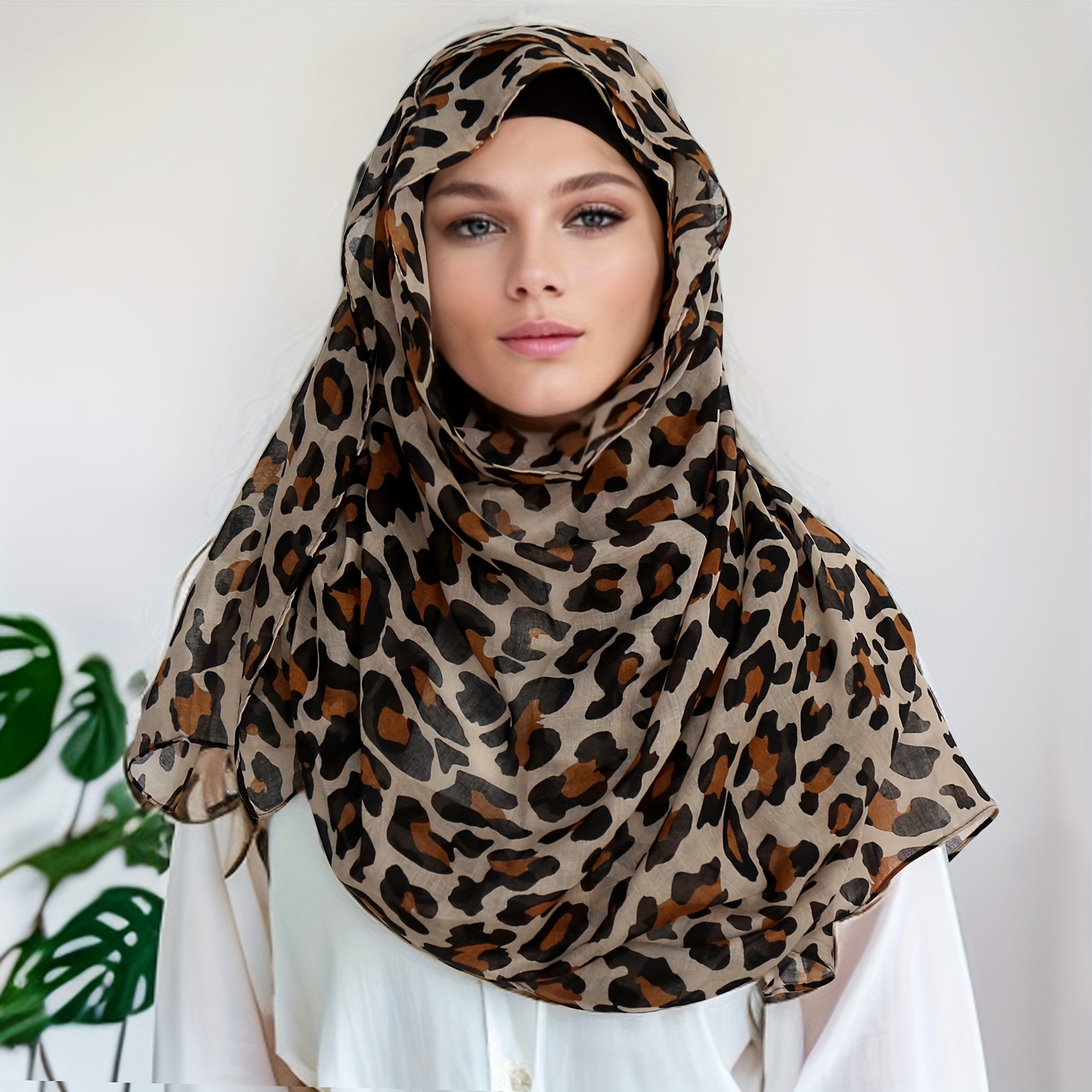 Leopard Pattern Scarf for Women Oversized Animal Print Sunscreen Shawl  Wraps - 75 X 40 Inches by AIWANK