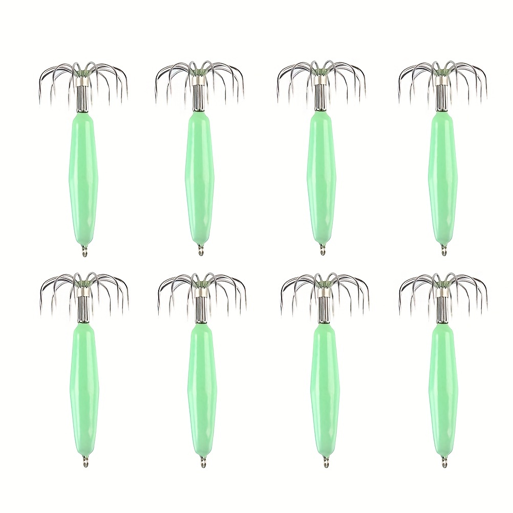 Squid jig Hooks, 20PCS #2.0 - #4.0 Luminous Squid Jig Hooks Wood Shrimp Jig  Umbrella Hooks