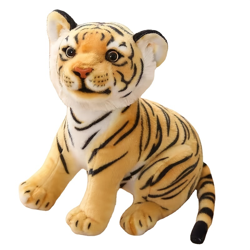 A lovable character of a fluffy cute baby tiger with four legs pastel light  grey color,