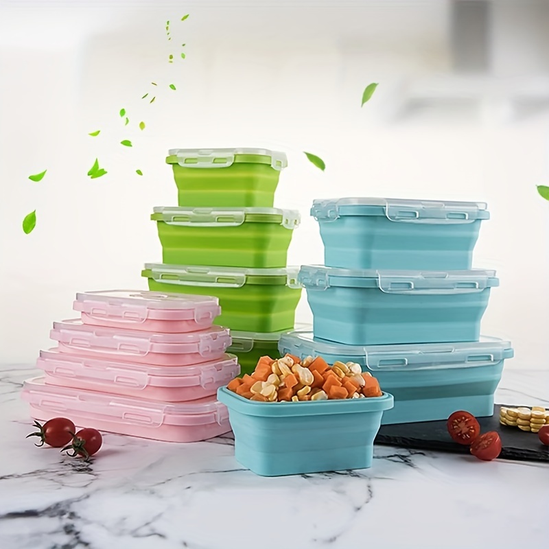 Silicone Food Storage Containers, Folding Pp Round Lunch Box,  Multifunctional Collapsible Stackable Lunch Bento Boxes, Telescopic Food  Fresh-keeping Container, Home Kitchen Supplies - Temu