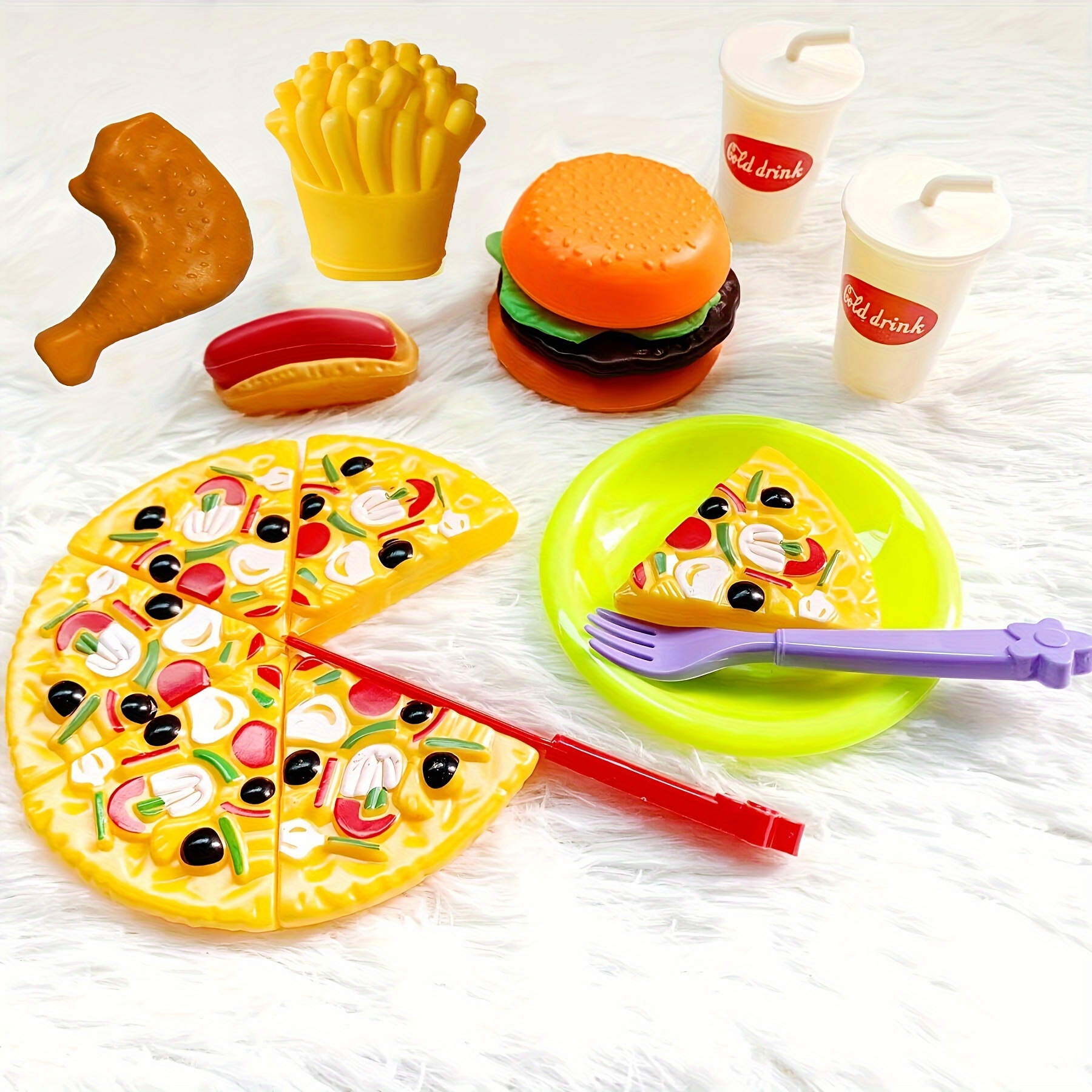 Wooden Pizza Play Food Set With 30 Accessories Pretend Oven - Temu