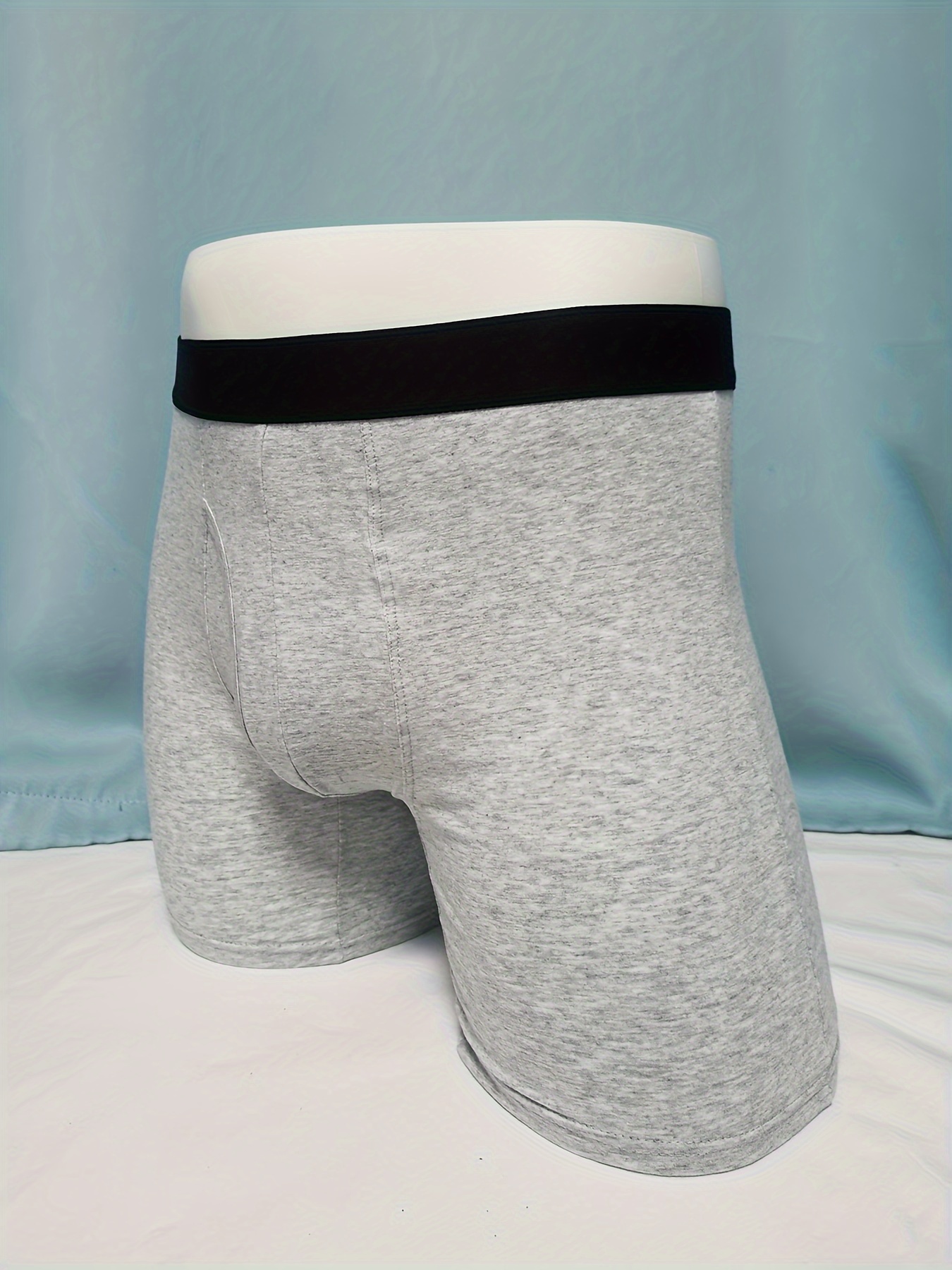 Men's Cotton Long Leg Boxer Briefs Men's Simple Solid Color - Temu