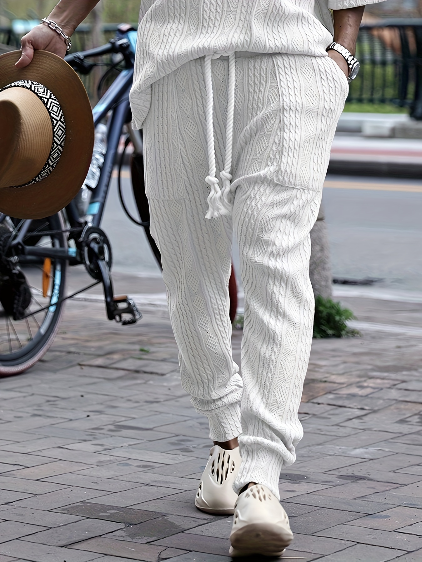 Men's Casual Cotton Linen Blend Soft Loose Fit Drawstring - Temu