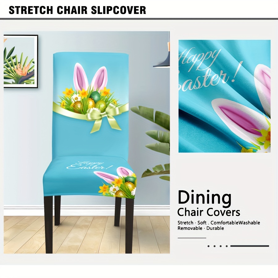 Happy Easter Egg Rabbit Elastic Chair Cover Stretch Removable