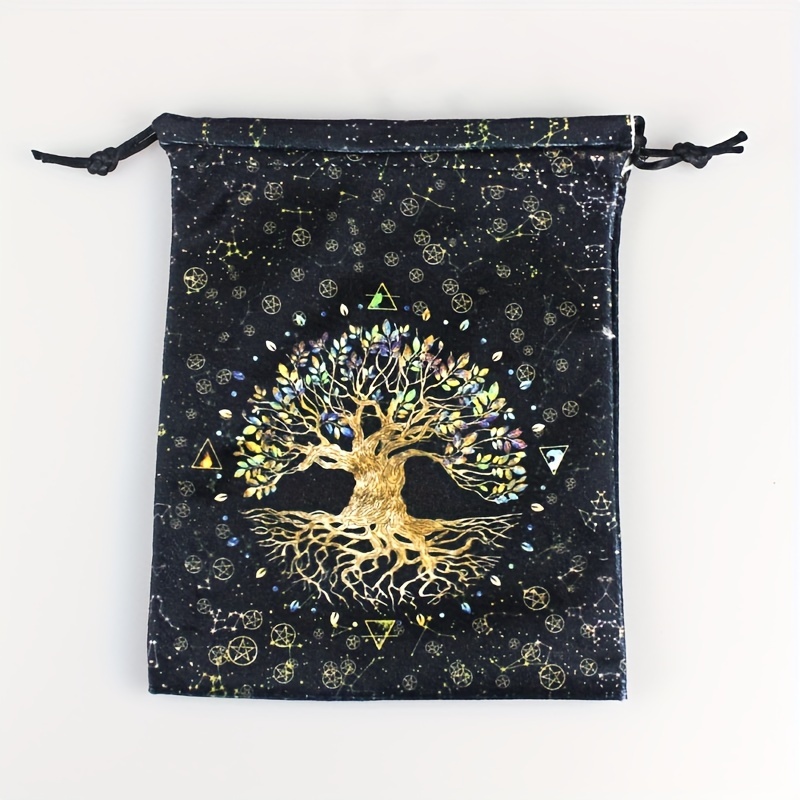 Double Sided Printed Flannel Tarot Oracle Storage Bag Gift Drawstring Bag