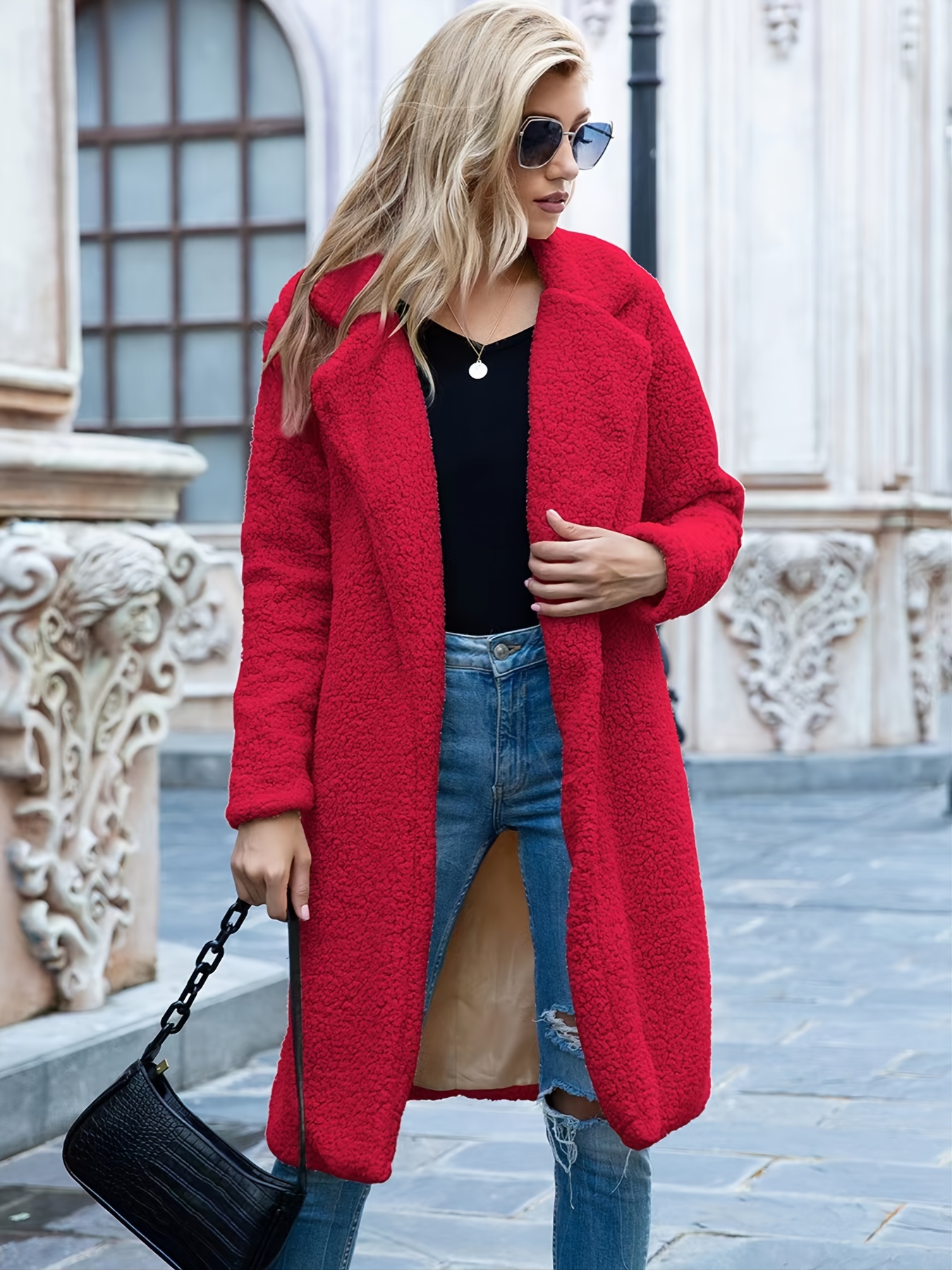 Womens red teddy on sale coat