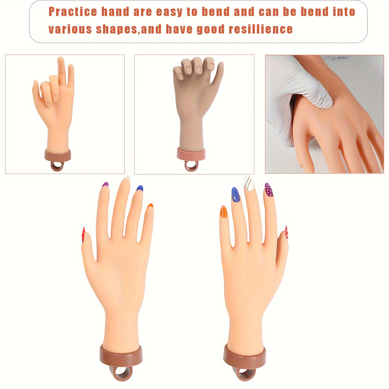 1pc Nail Practice Hand For Acrylic Nails, Mannequin Hand For Nails