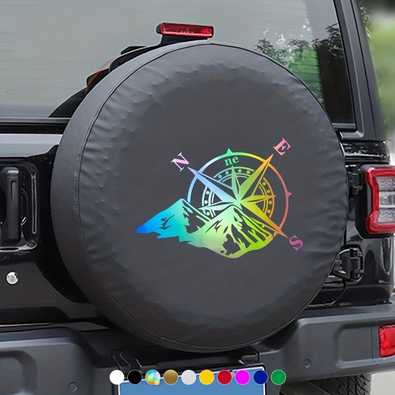 1PC Mountain Compass Stickers For Camper Car Adventure Reflective Decals