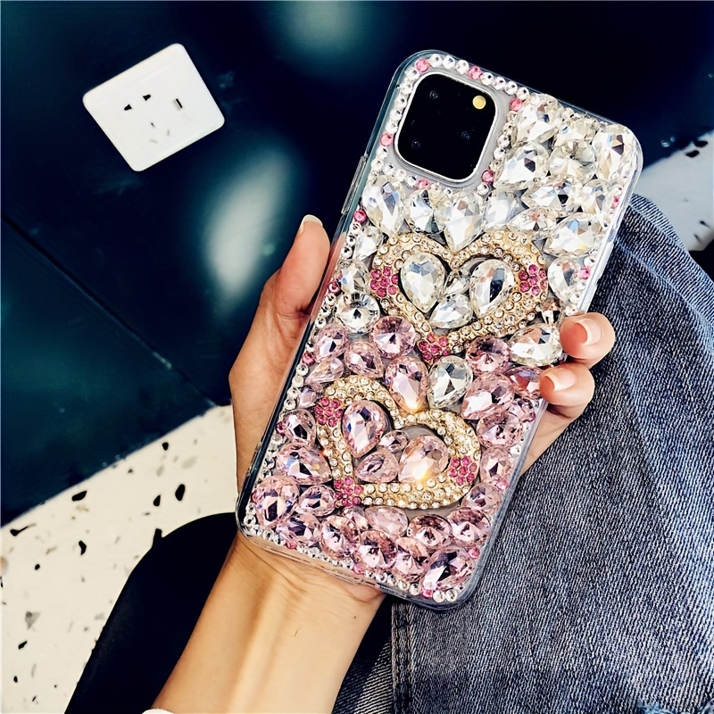 rhinestone encrusted love pattern protective case suitable for iphone15promax details 3