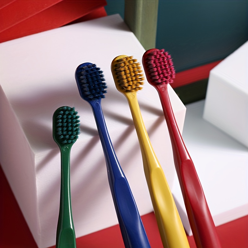 2pcs Macaron Wide Head Toothbrush Couple Bamboo Charcoal Soft Bristle