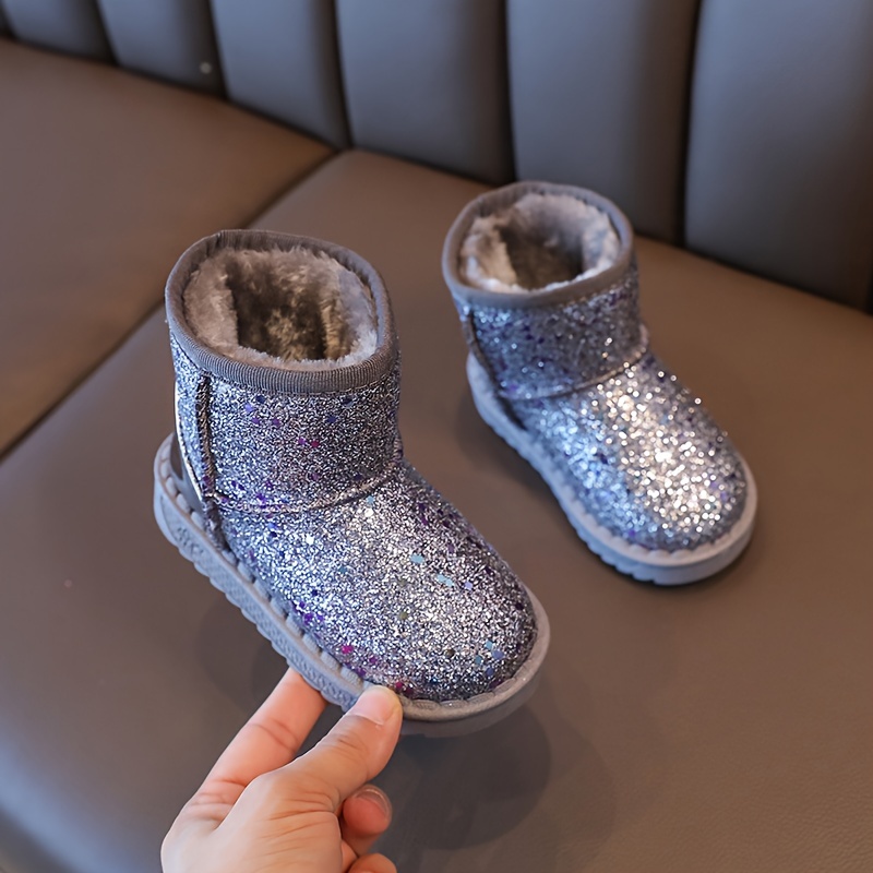 Girl's Solid Snow Boots with Warm Fleece Lining, Cozy Ankle Design