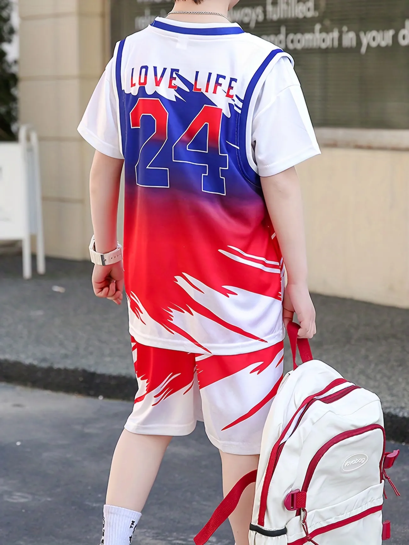 Boy's Summer New Basketball Set, Kid's Casual Sports Suit