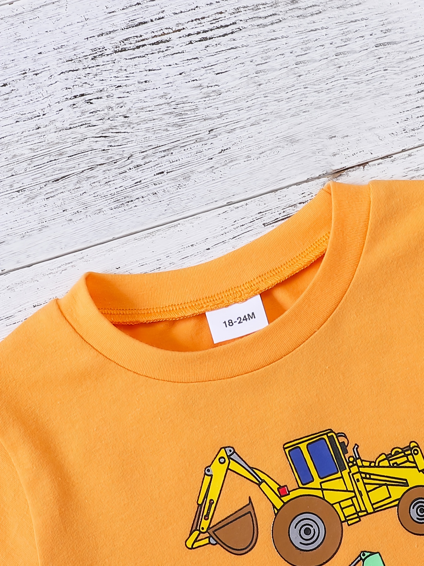 Camisetas que van los niños pequeños manga larga amarilla excavadora  camiseta
