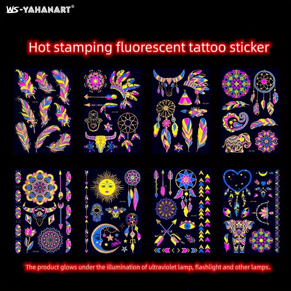 UV Light Reactive Customized Neon Tattoo Stickers 