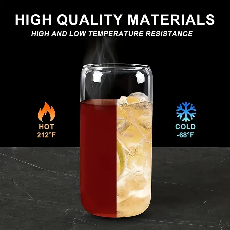 Glass Water Cup, Bamboo Lid Glass Straw Drinking Cup - Perfect For Beer,  Iced Coffee, Cocktails, And Whisky - Ideal Gift For Drinkware Enthusiasts -  Temu