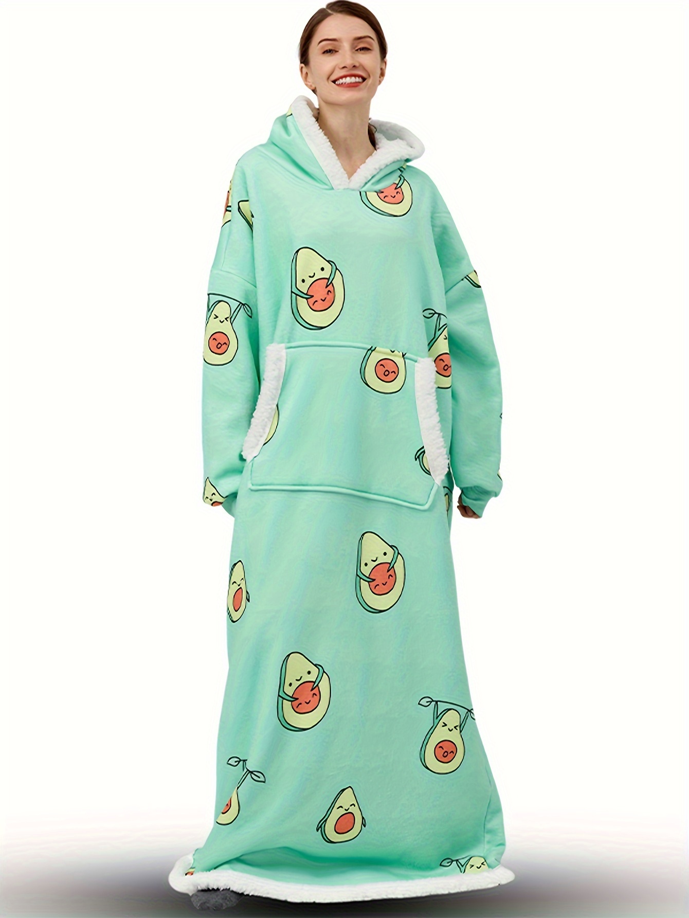 Women s Cute Lounge Robe Plus Size Cartoon Avocado Pattern Temu