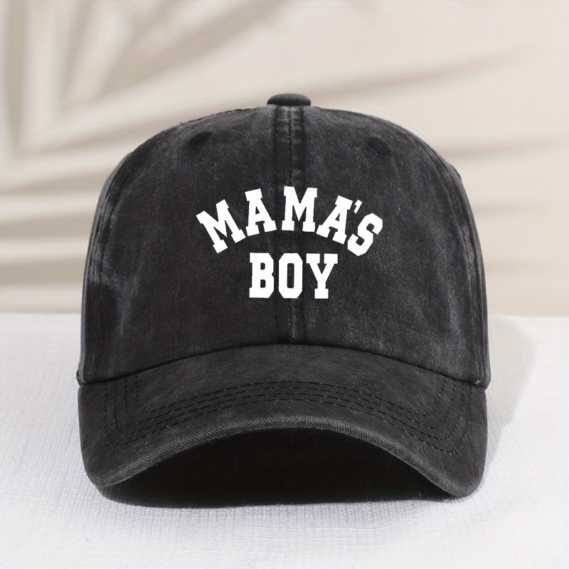 1pc Casual Trendy Vintage "MAMA'S BOY" Washed Distressed Cap, Sun Protection Comfortable Breathable Cap For Summer Holiday Outdoor Traveling Boys And Girls Accessories