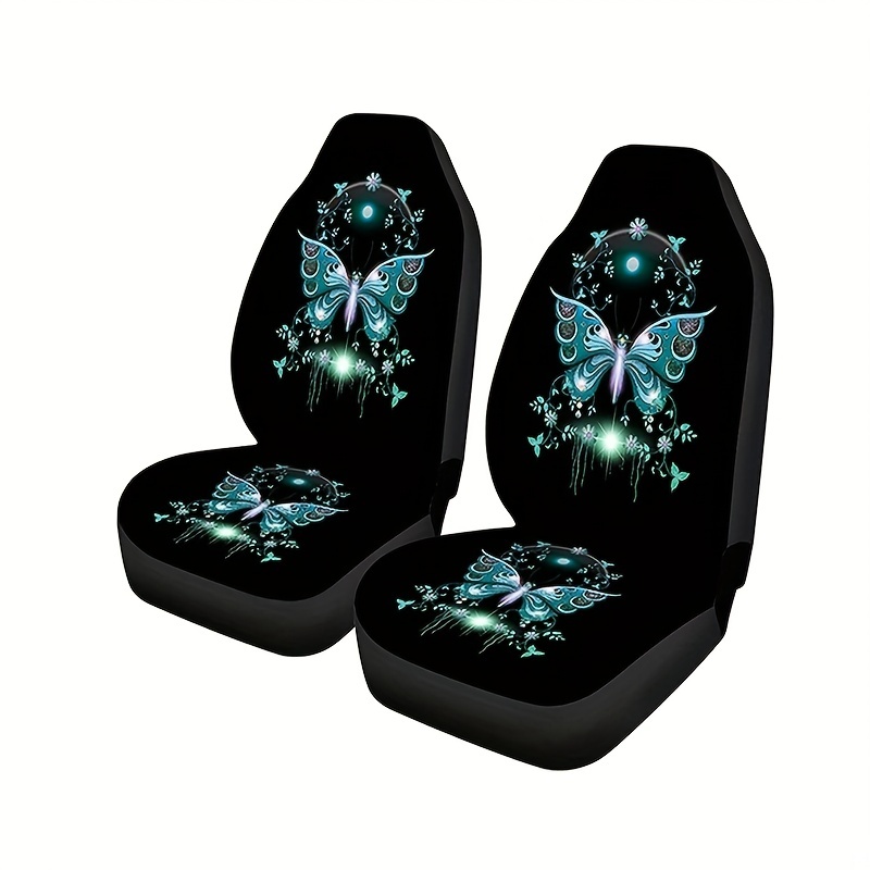 2Pcs Set Butterfly Print Car Seat Covers, Fundas De Asiento De Coche De  Ajuste Universal Para Asientos Delanteros Solamente, Almohadilla De Cojín  De A