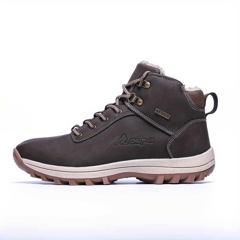 Men's Slip Pu Leather Hiking Shoes Non Slip Comfy Breathable - Temu