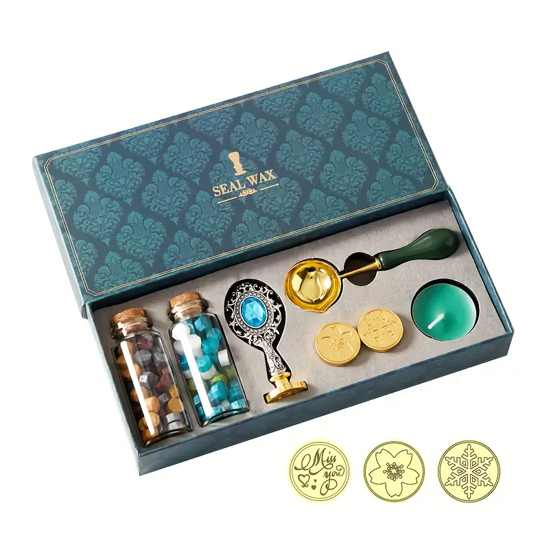 Wax Seal Stamp Kit With Gift Box With Wax Seal Beads 3 Wax - Temu