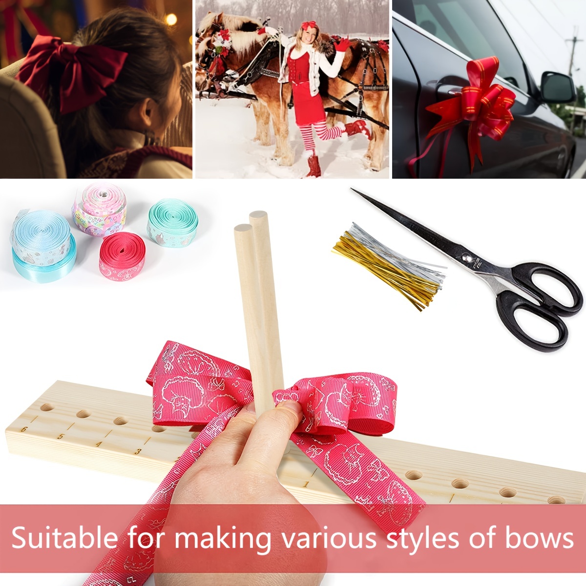  Bow Maker Bow Making Tool for Ribbon,Wooden Wreath Bow Maker  for Making Gift Bows,Lightweight Portable Adjustable Pin Wooden Board  Sticks Bow Making Kit for DIY Making Ribbon Crafts : Arts, Crafts