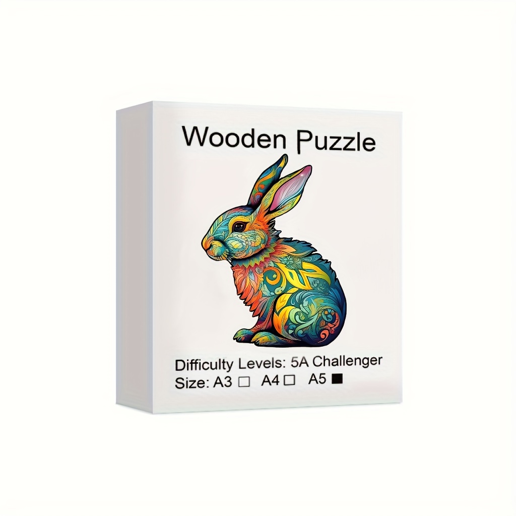 Colorful Rabbit Wooden Puzzle Toys Unique Shaped Wooden - Temu