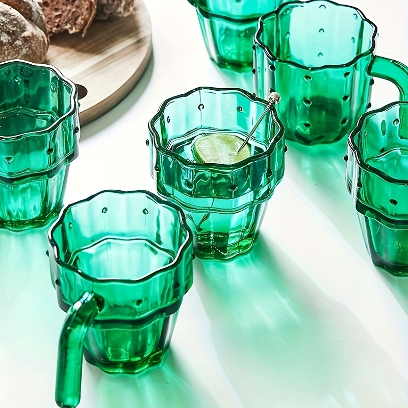 Cactus Stacking Glasses Set of 6 Handmade Cocktail Glassware Green