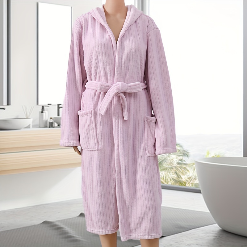 Men Women Long Bath Robe Bath Towel Bathrobe Coral Velvet Pajamas Body Spa  Super Absorbent Home