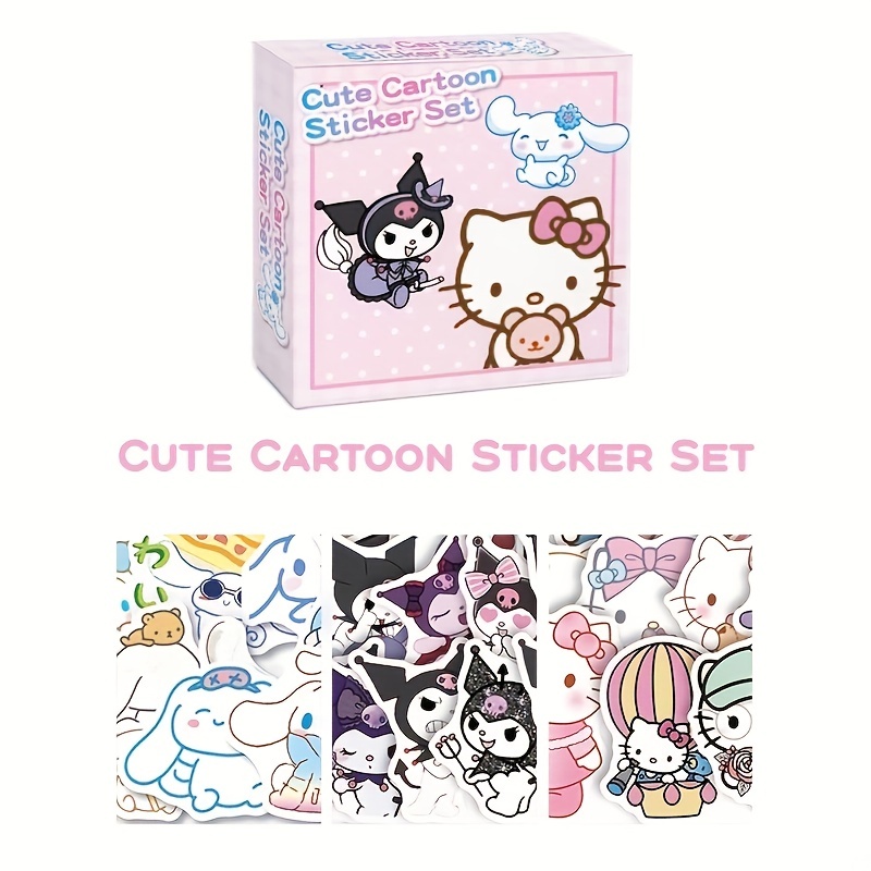 Cute anime girl with her cat kawaii Japanese style cool design | Sticker