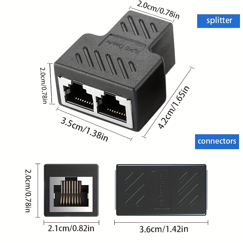 Gigabit Ethernet Splitter Rj45 1 Male 2 Female Lan Ethernet - Temu