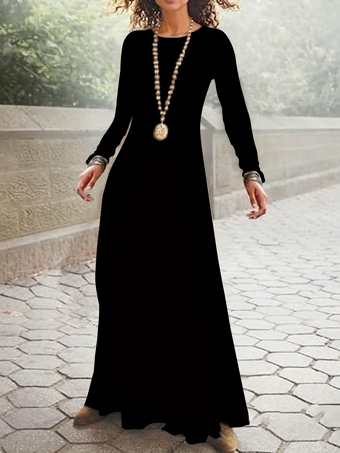 Solid Mock Neck Bodycon Dress, Elegant Long Sleeve Slim Dress For Spring &  Fall, Women's Clothing