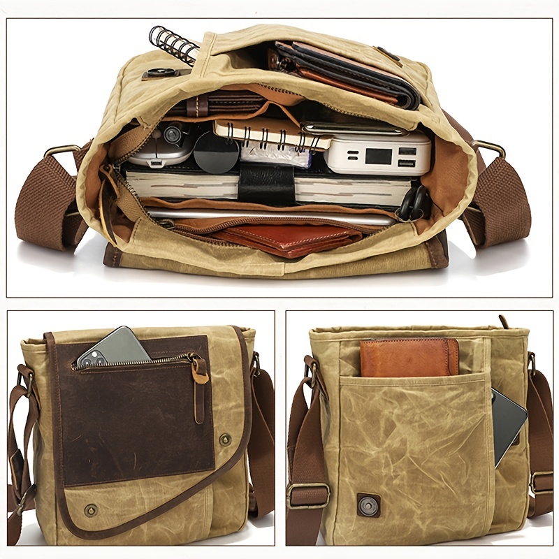 Men's Small Vintage Messenger Bag Waterproof Travel Shoulder - Temu