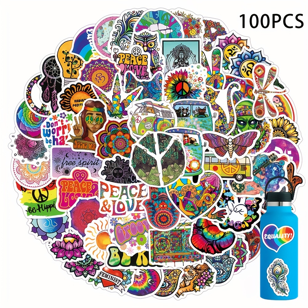 Trippy Stickers 100 PCS Psychedelic Stickers for Adults Hippie Sticker Packs  for Laptop Car Cup Computer Guitar Skateboard Bike - AliExpress