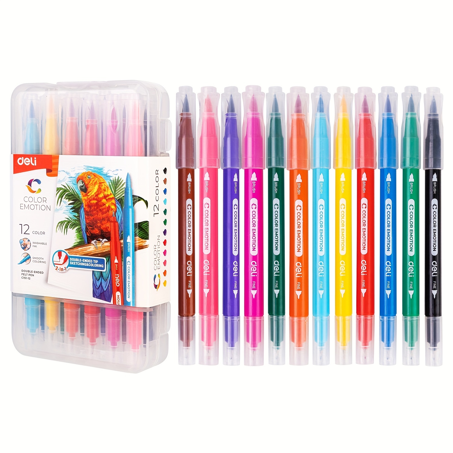 Deli Felt tip pen set 12/18/24 Color Washable felt sketch marker