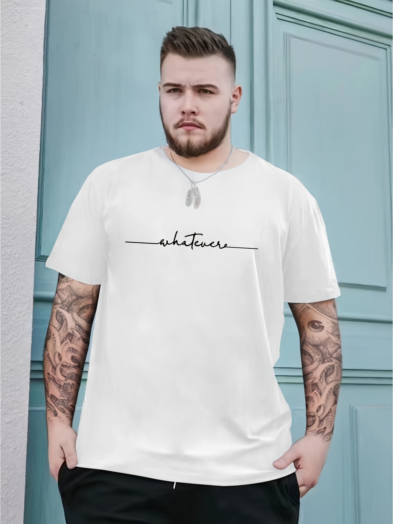 Plus Size Letter Print T shirt Men's Casual Street Style - Temu Ireland