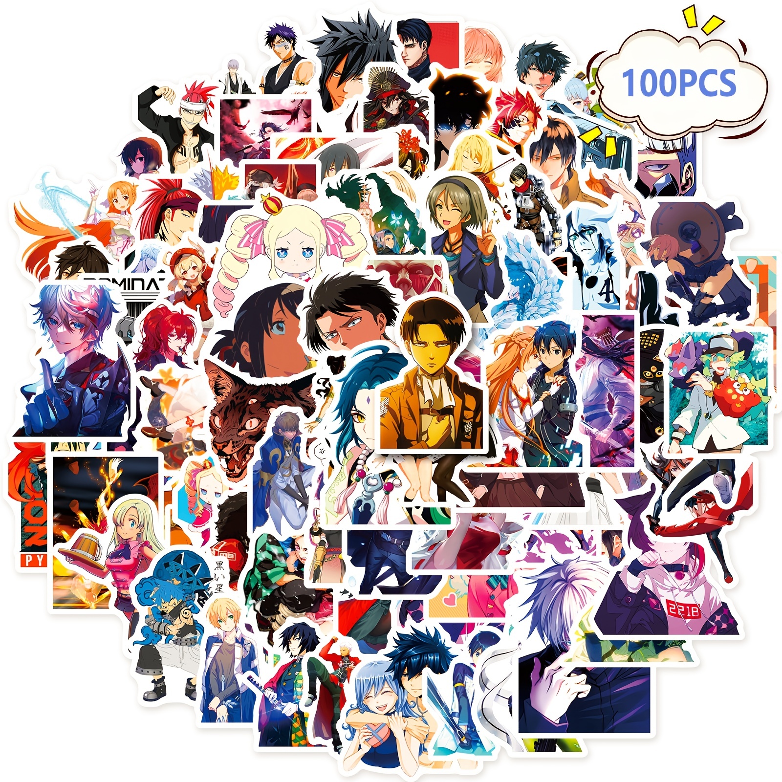 100Pcs Horror Anime Stickers For Water Bottles,Mixed Anime Stickers For  Teens Adults, Vinyl Decals For Laptop Phone Luggage Skateboard Scrapbook  Guita