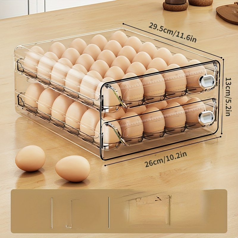 Soporte para huevos para refrigerador, mini organizador de cajones de  nevera, contenedor de almacenamiento de huevos para refrigerador, bandeja  de