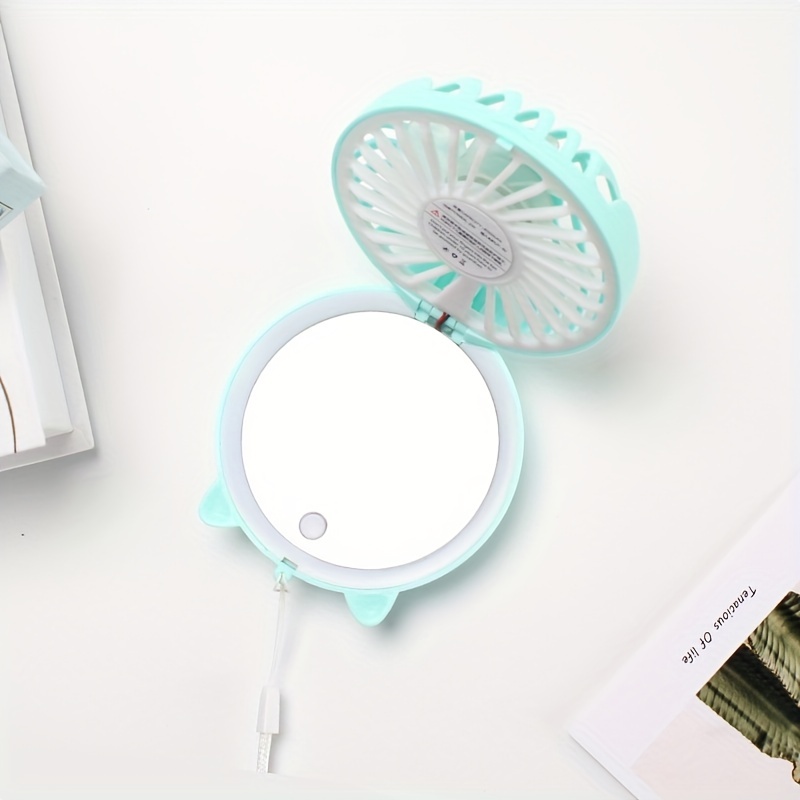 Portable Folding Makeup Mirror With Mini Fan LED Light Fill Beauty Makeup Mirror