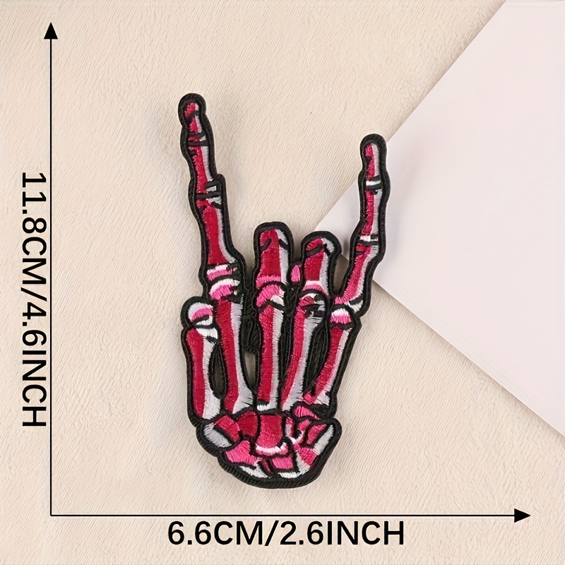 Skull Middle Finger Iron On Embroidered Clothes Patches For