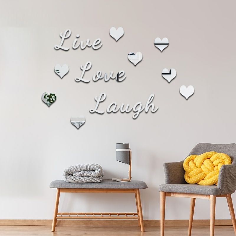 1pc 3d Acrylic Mirror Love English Wall Stickers, Living Room Dining Room  Sofa Tv Background Wall Decoration - Tools & Home Improvement - Temu