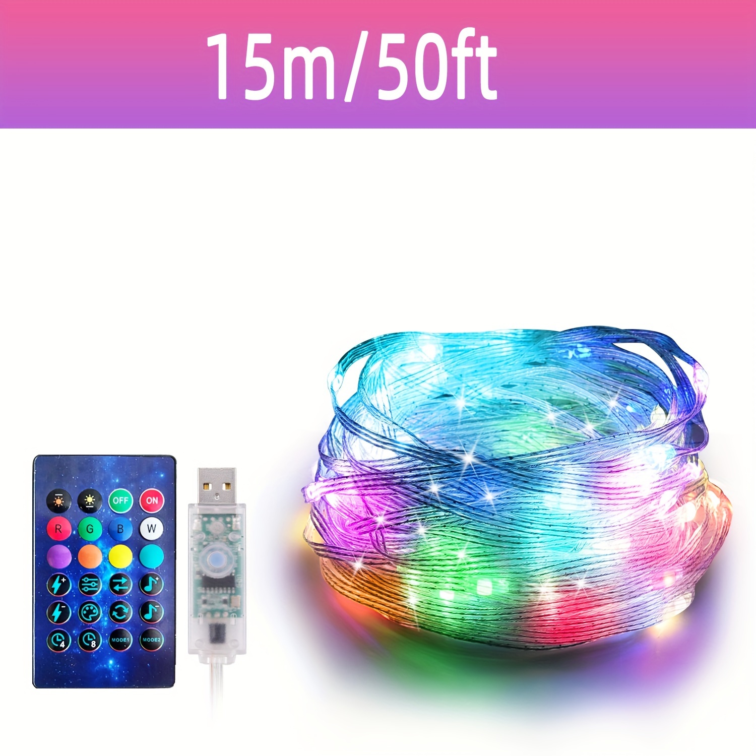 Smart Fairy Lights Usb Power Supply App Remote Control Ip65 - Temu