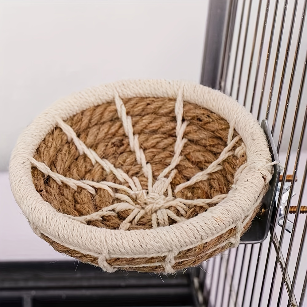 1pc Hand-woven Bird Cage Nest Weave Hemp Rope Bird House Bed For Parakeet  Budgies Finch Cockatiel Canary Hibiscus Bird (Hemp Rope)