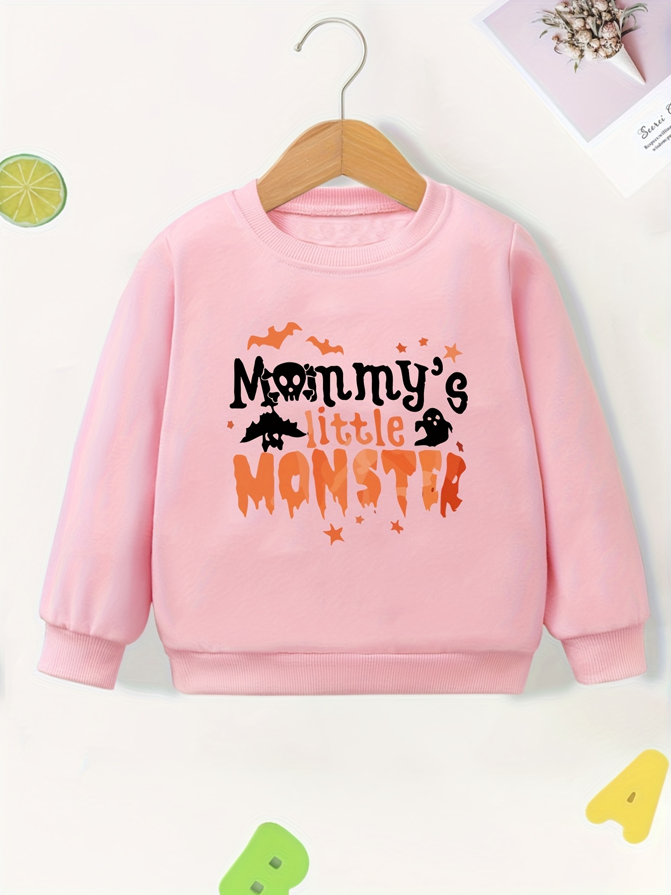 Mommys Little Monster Pattern Girls Halloween Tops Casual - Temu Australia