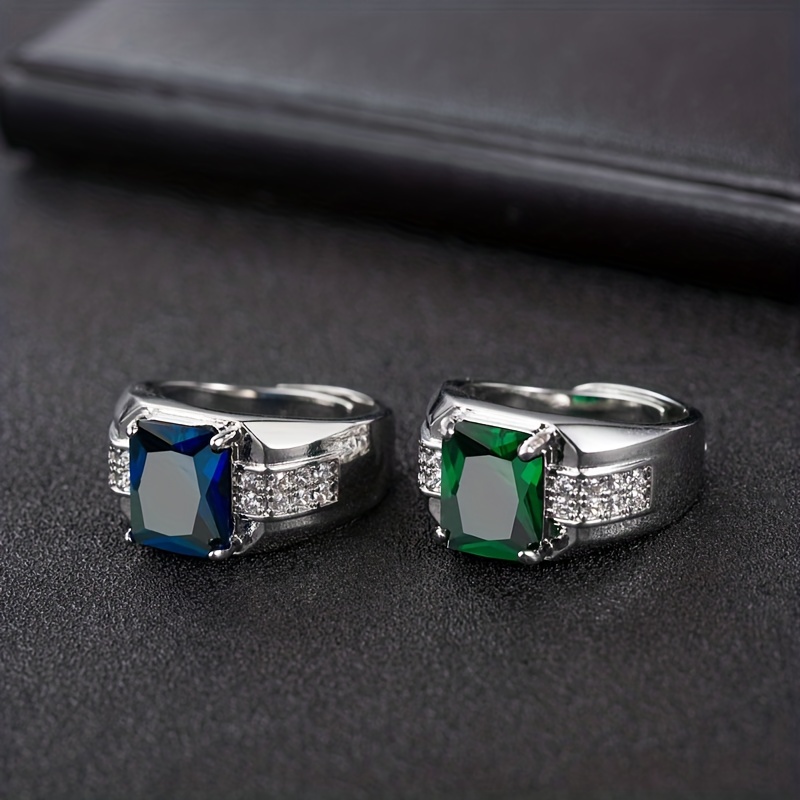 18K Gold Plated 925 Solid Silver Mens Green Emerald Ring 4 Diamond Acc – J  F M-vinhomehanoi.com.vn