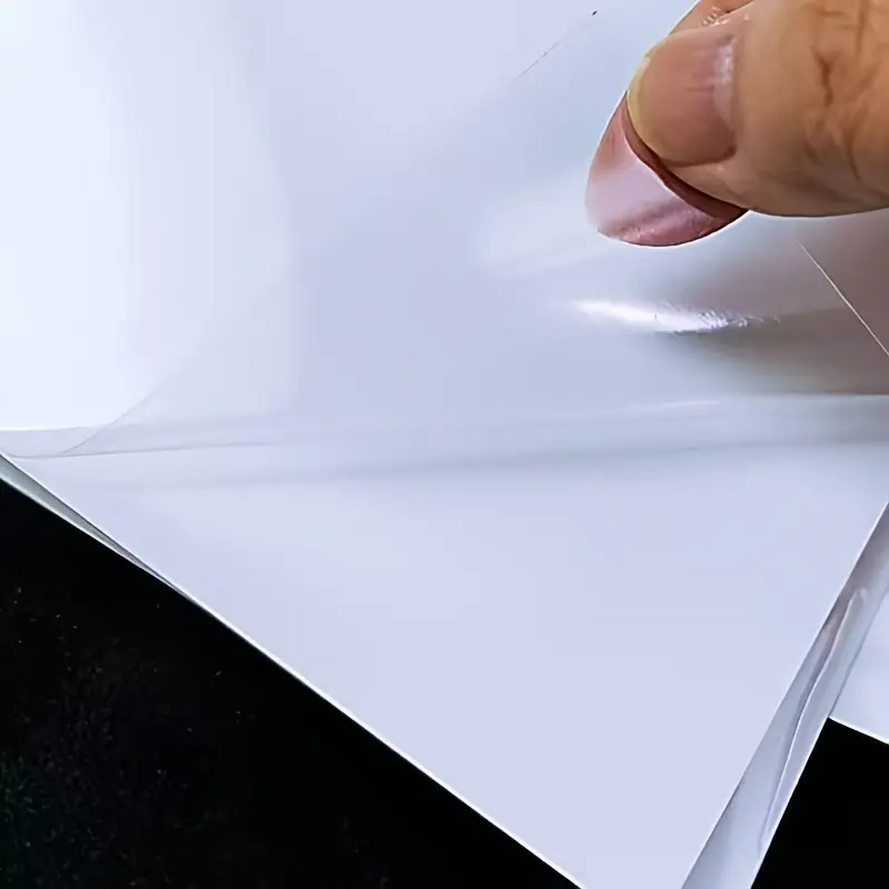 Papel adhesivo de vinilo imprimible para impresora de inyección de tinta,  transparente - 20 hojas autoadhesivas - Papel adhesivo impermeable - Tamaño