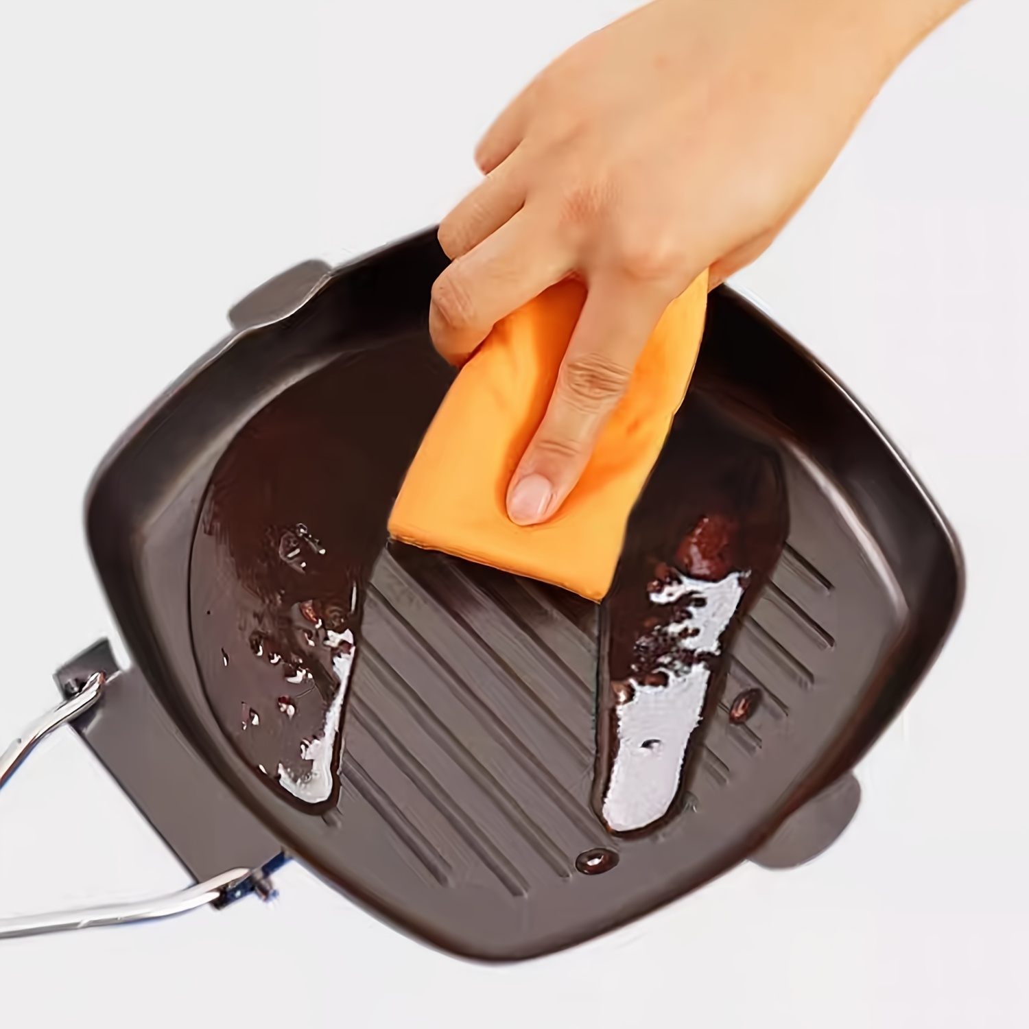 SQUARE GRIDDLE GRILL STEAK FRYING COOKING PAN SKILLET FOLDED HANDLE